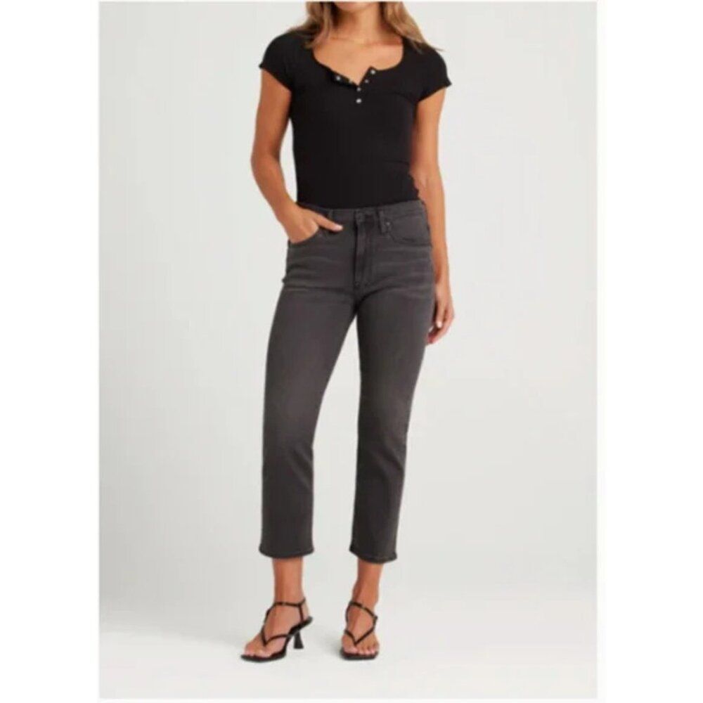 Edwin Elin Crop Straight Leg Jeans Knight Ryder Black NWT Size 33 Denim Neutral